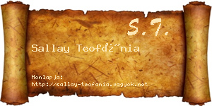Sallay Teofánia névjegykártya